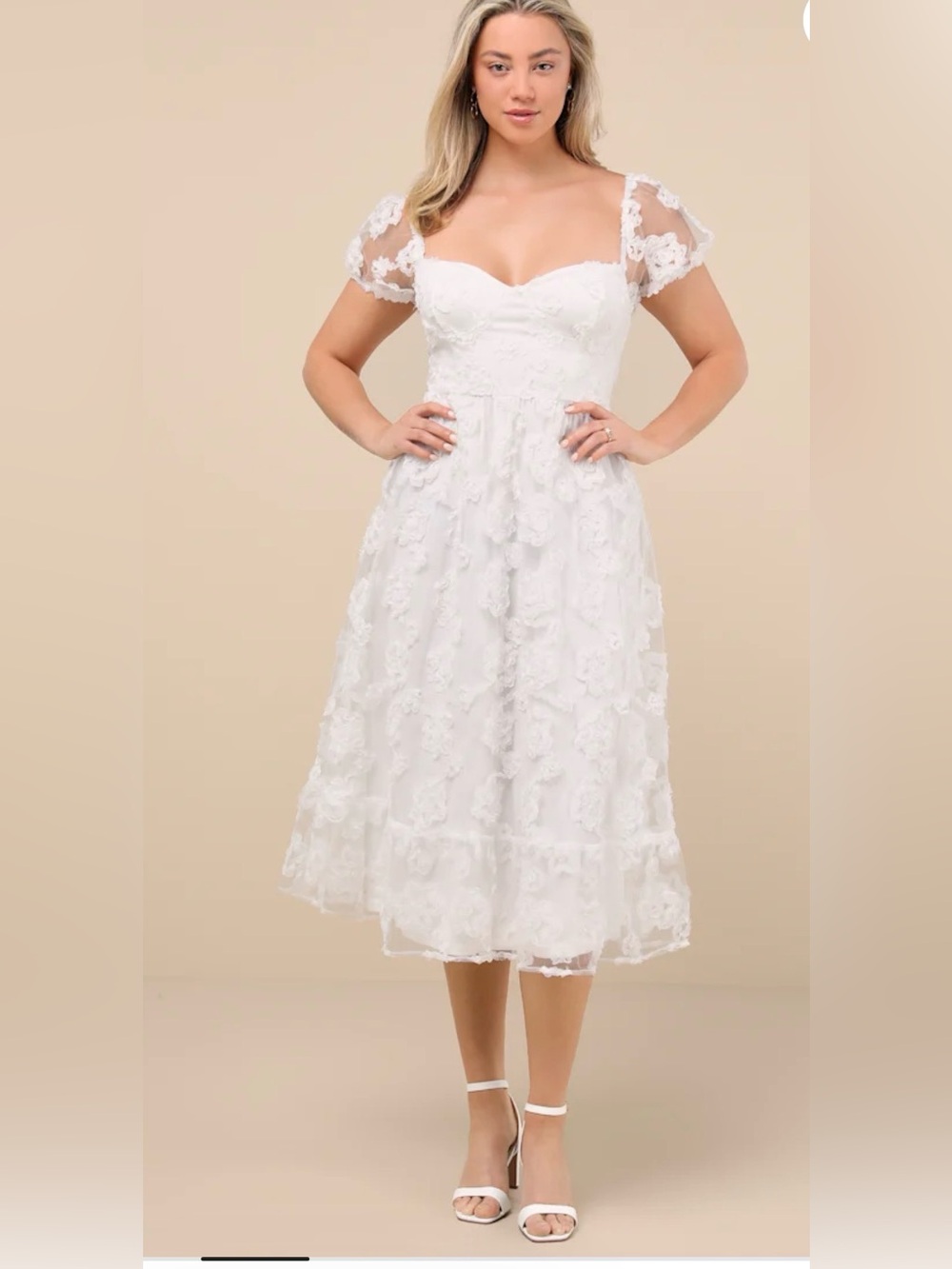 NWT Lulus Notable Elegance Mesh Floral Appliqué Dress Size XL